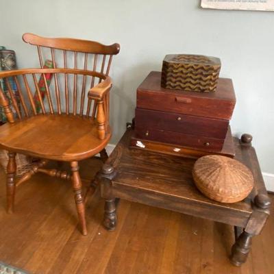 pair of maple captain chairs