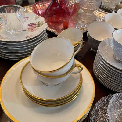 Vintage Bone China white with gold trim R monogram Bavaria Germany Turni pattern