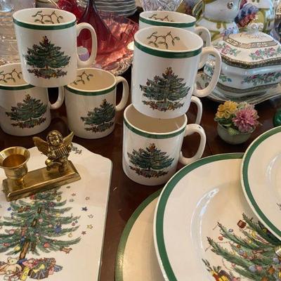 christmas spode mugs