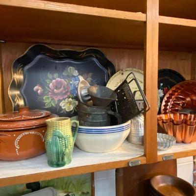 assortment of antique toleware trays