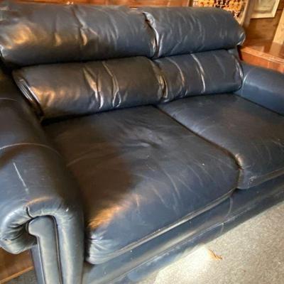 navy settee leather sofa