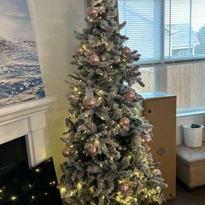 Lighted frosted Christmas tree 