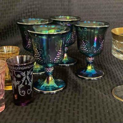 Mb121 iridescent and etched goblets