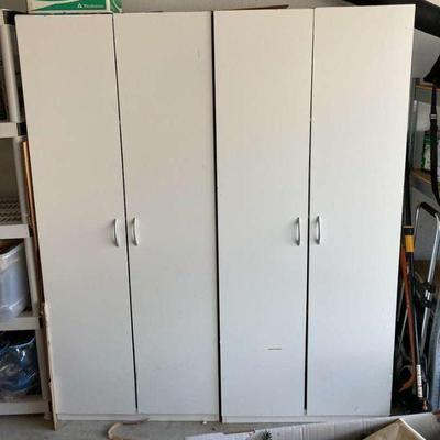 Mb207 2 white three shelf cabinets