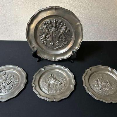 Mb215v vintage pewter german coat of arms collector plate and more