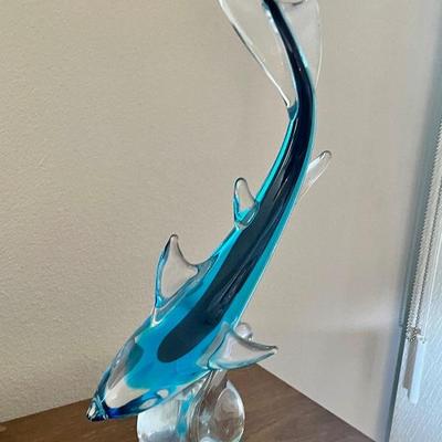 Ronneby Swedish crystal dolphin in PERFECT condition! Big and heavy!