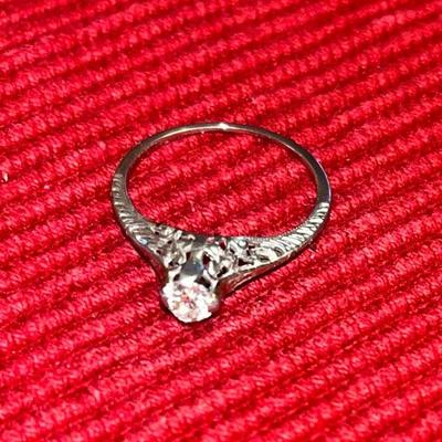 1956 white gold and diamond Anniversary solitaire