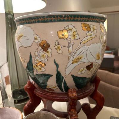 Chinese porcelain fish bowl planter