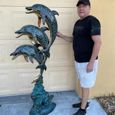 Bronze triple dolphin sculpture/fountain