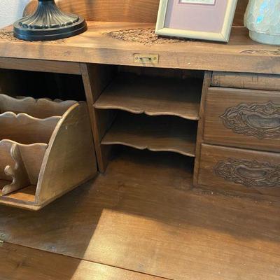 Ornate Wood Secretary Desk