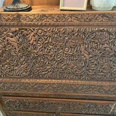 Ornate Wood Secretary Desk