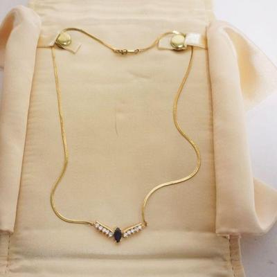 1168	BEAUTIFUL 14K DIAMOND & SAPPHIRE NECKLACE, 2.98 DWT INCLUDING STONES, APPROXIMATELY 15 IN L
