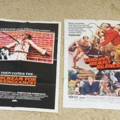 1219	GROUP OF 4 VINTAGE MOVIE POSTERS, LARGEST APPROXIMATELY 27 IN X 41 IN
