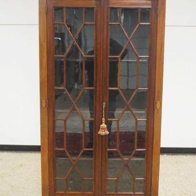 1160	OUTSTANDING ANTIQUE MAHOGANY CRYSTAL CABINET W/INDIVIDUAL PANE GLASS SIDES & DOORS ON BALL & CLAW FEET, APPROXIMATELY 17 IN...
