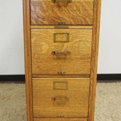 1110	LIBRARY BUREAU SOLE MAKERS FILE CABINET, OAK TIGER & QUARTER SAWN, 4 DRAWER W/PANELED SIDES, APPROXIMATELY 18 IN X 27 IN X 52 IN...