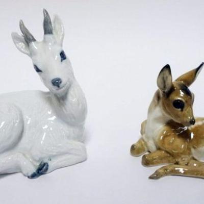 1019A	ROYAL COPENHAGEN AND HUCHENRUTHER PORCELIAN FIGURES OF DEER
