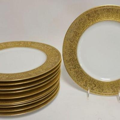 1027	H&CO SELB BAVARIAN 11-10 3/4 IN GILT EDGE DECORATED PLATES
