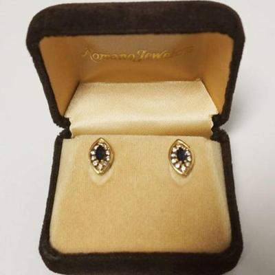 1173	14K DIAMOND AND SAPPHIRE STUD EARRINGS, 1.39 DWT INCLUDING STONES
