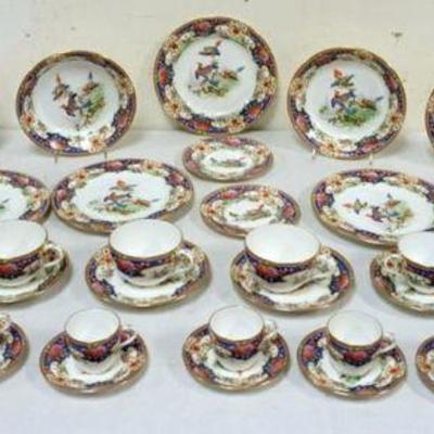1023	SHELLY CHINA OLD SEVRES 49 PIECE GROUP WITH 5-8 3/4 IN PLATES, 4-7 3/4 IN BOWLS & SINGLE & DOUBLE HANDLED CUPS & DEMITASSE
