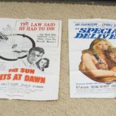 1222	GROUP OF 4 VINTAGE MOVIE POSTERS, LARGEST APPROXIMATELY 27 IN X 41 IN

