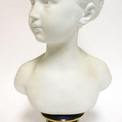 1035	LIMOGES PARIAN WARE BUST OF YOUNG WOMAN ON COLBALT BASE, APPROXIMATELY 16 IN HIGH
