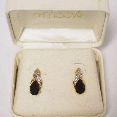 1175	14K DIAMOND AND SAPPHIRE STUD EARRINGS, 1.77 DWT INCLUDING STONES

