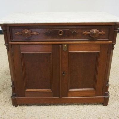 1158	VICTORIAN WALNUT MARBLE TOP WASHSTAND MISSING TOP SPLASH, APPROXIMATELY 18 IN X 35 IN X 30 IN HIGH

