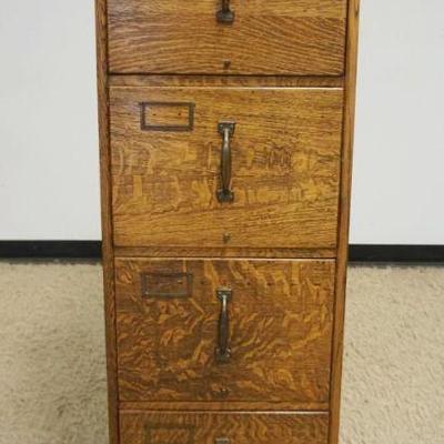 1116	TIGER OAK 4 DRAWER FILE CABINET W/PANELED SIDES, APPROXIMATELY 18 IN X 26 IN X 55 IN HIGH
