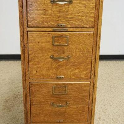 1112	LIBRARY BUREAU SOLE MAKERS FILE CABINET, OAK TIGER & QUARTER SAWN, 4 DRAWER W/PANELED SIDES, APPROXIMATELY 18 IN X 27 IN X 52 IN...