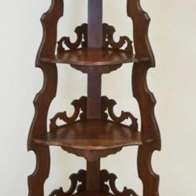 1130	WALNUT VICTORIAN WHAT NOT SHELF, APPROXIMATELY 75 IN HIGH
