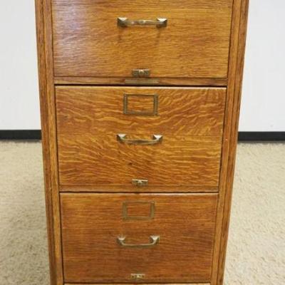 1111	LIBRARY BUREAU SOLE MAKERS FILE CABINET, OAK TIGER & QUARTER SAWN, 4 DRAWER W/PANELED SIDES, APPROXIMATELY 21 IN X 27 IN X 52 IN...