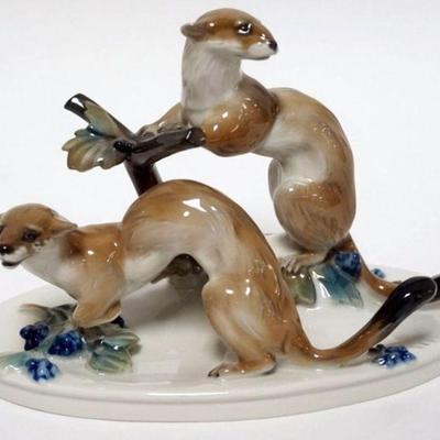 1018D	ROSENTHAL PORCELAIN FIGURE OF FERRETS, APPROXIMATELY 5 1/2 IN H
