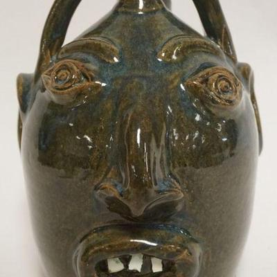 1051	CONTEMPORARY STONEWARE FACE JUG SIGNED R ANDERSON, APPROXIMATELY 9 1/2 IN HIGH
