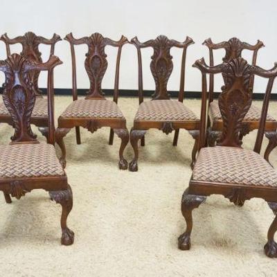 1156	8 CENTENNIAL CARVED CHIPPENDALE STYLE CHAIRS W/SLIP SEATS, BALL & CLAW FOOT, 2 ARMCHAIRS, 6 SIDE CHAIRS
