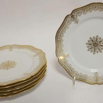 1026	LIMOGES CHINA 6-8 1/2 IN GILT EDGE DECORATED PLATES, W&G CO FRANCE
