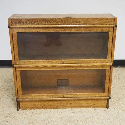 1109	OAK GLOBE WERNICKE 2 SECTION BARRISTER BOOKCASE, APPROXIMATELY 34 IN X 10 IN X 33 IN HIGH
