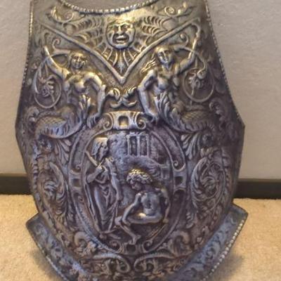 Vintage Ornate Aluminum Cast Breast Plate Armor
