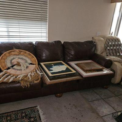 Leather couch, Macrame