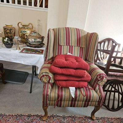 Wingback Chair Chinese Satsuma Vase