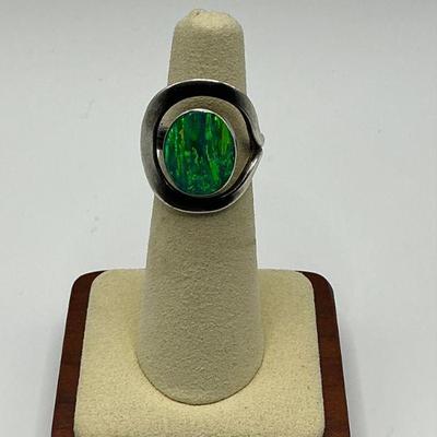 Sterling Ammolite Ring - Sz 4 1/2