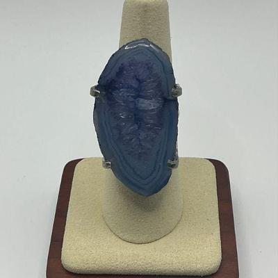 Sterling Blue Druzy Ring - Sz 7