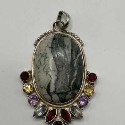 Pinolite Stone Sterling pendant