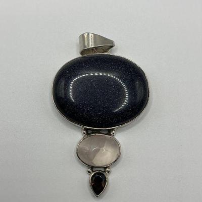 Multi Stone Sterling Pendant