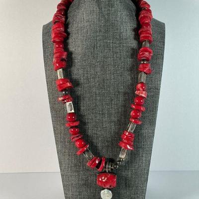 Red Coral Sterling Necklace