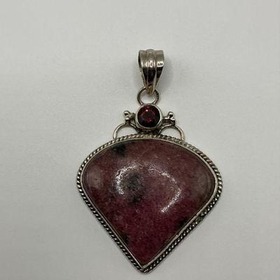 Rhodonite Stone / Sterling Pendant