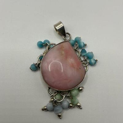 Pink opal/Sterling pendant