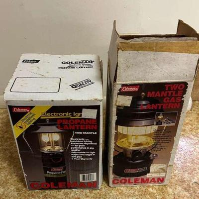 RSN173- Pair of Coleman Propane Lanterns with Accessories