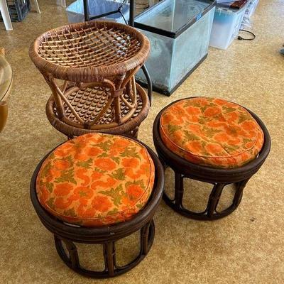 RSN140- Four Wooden Frame Stools/Footrests - Two Frames Only
