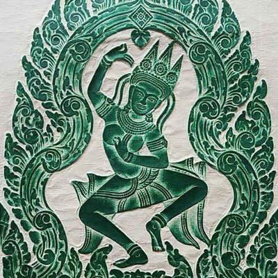 RSN068 - Large Thai Style Rubbing in Green Pigment 