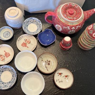 RSN023 Chinese Porcelain Famille Rose Medallion Teapot And More